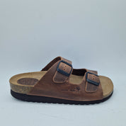 Sandalias con dos hebillas en cuero de la marca Interbios, modelo 73976, con diseño cómodo y elegante para uso diario.