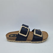 Sandalias de dos hebillas negras de INTERBIOS, calzado cómodo y elegante para uso diario.