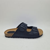 Sandalias de 2 hebillas negras de la marca INTERBIOS, estilo cómodo y casual para mujer.