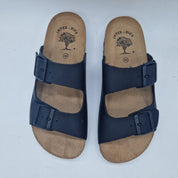 Sandalias negras de dos hebillas de la marca INTERBIOS, diseño en piel y estilo cómodo para uso diario.