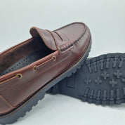 MOCASÍN ANTIFAZ EN PIEL ENGRASADA BURDEOS - 74212