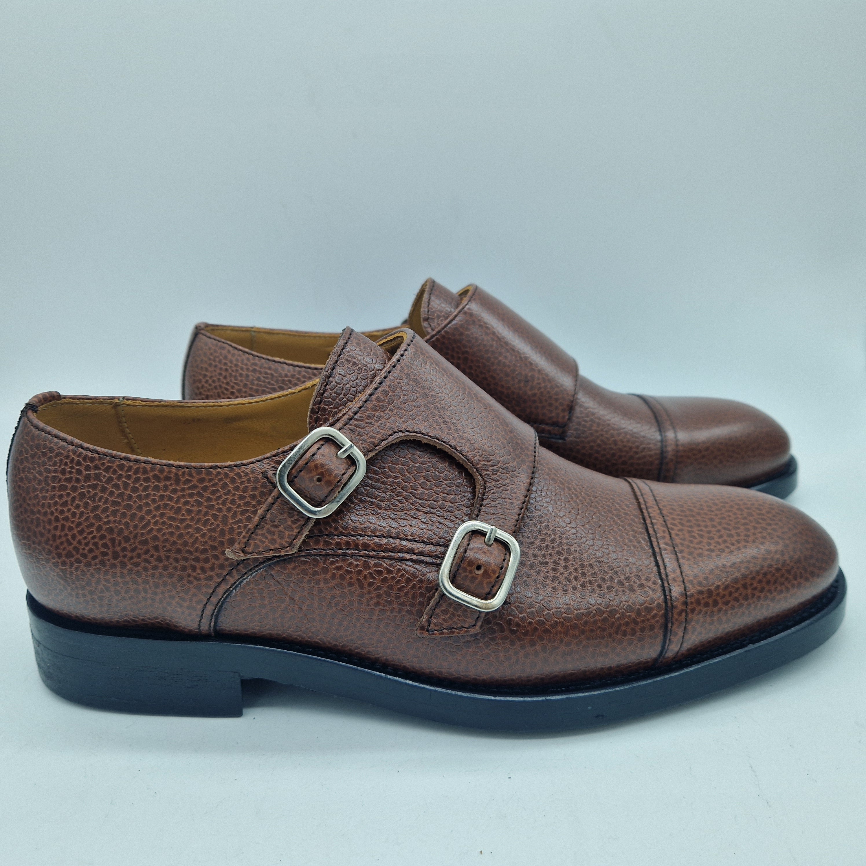 2 HEBILLAS EN PIEL GRABADA CUERO - 74300