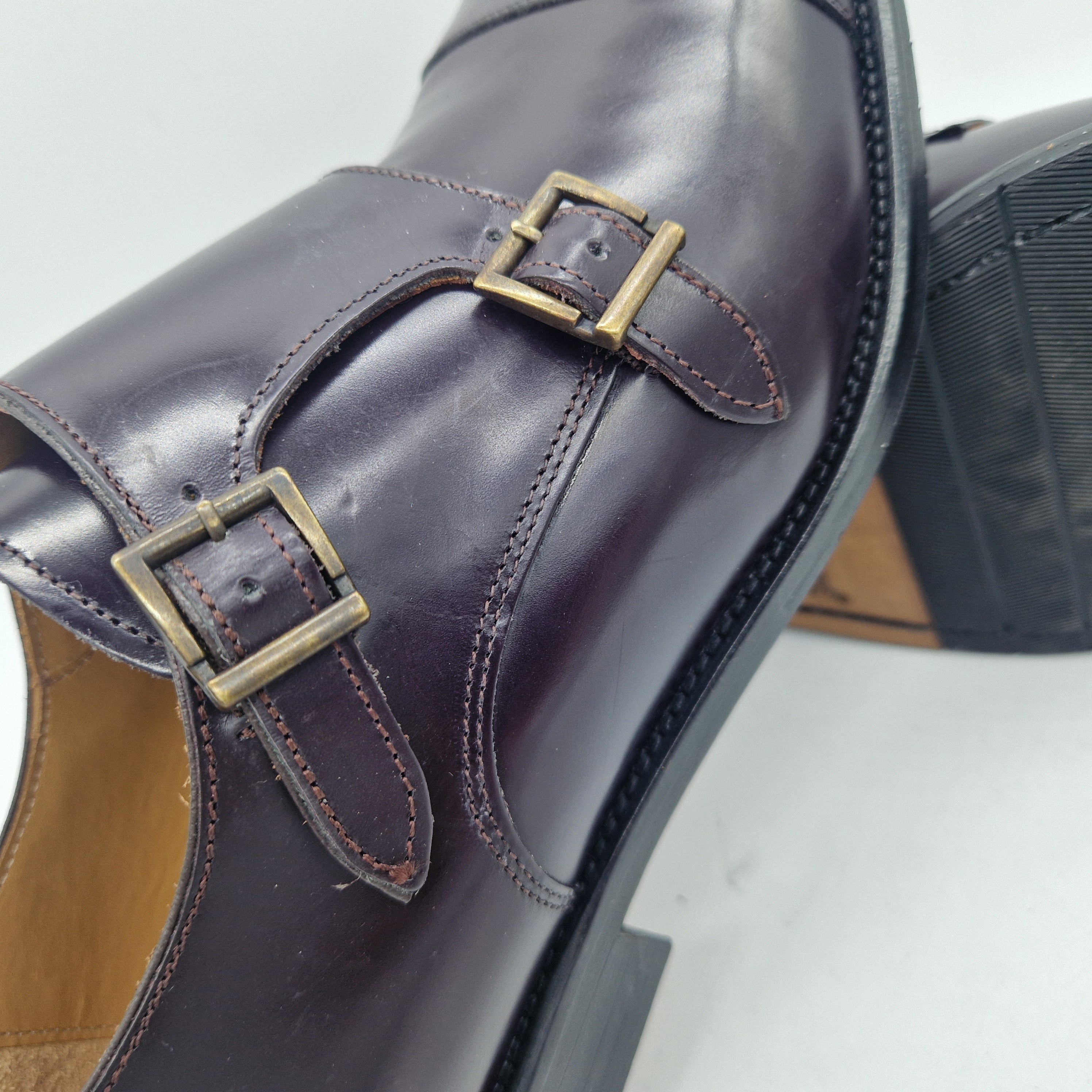 2 HEBILLAS EN PIEL BURDEOS - 74596