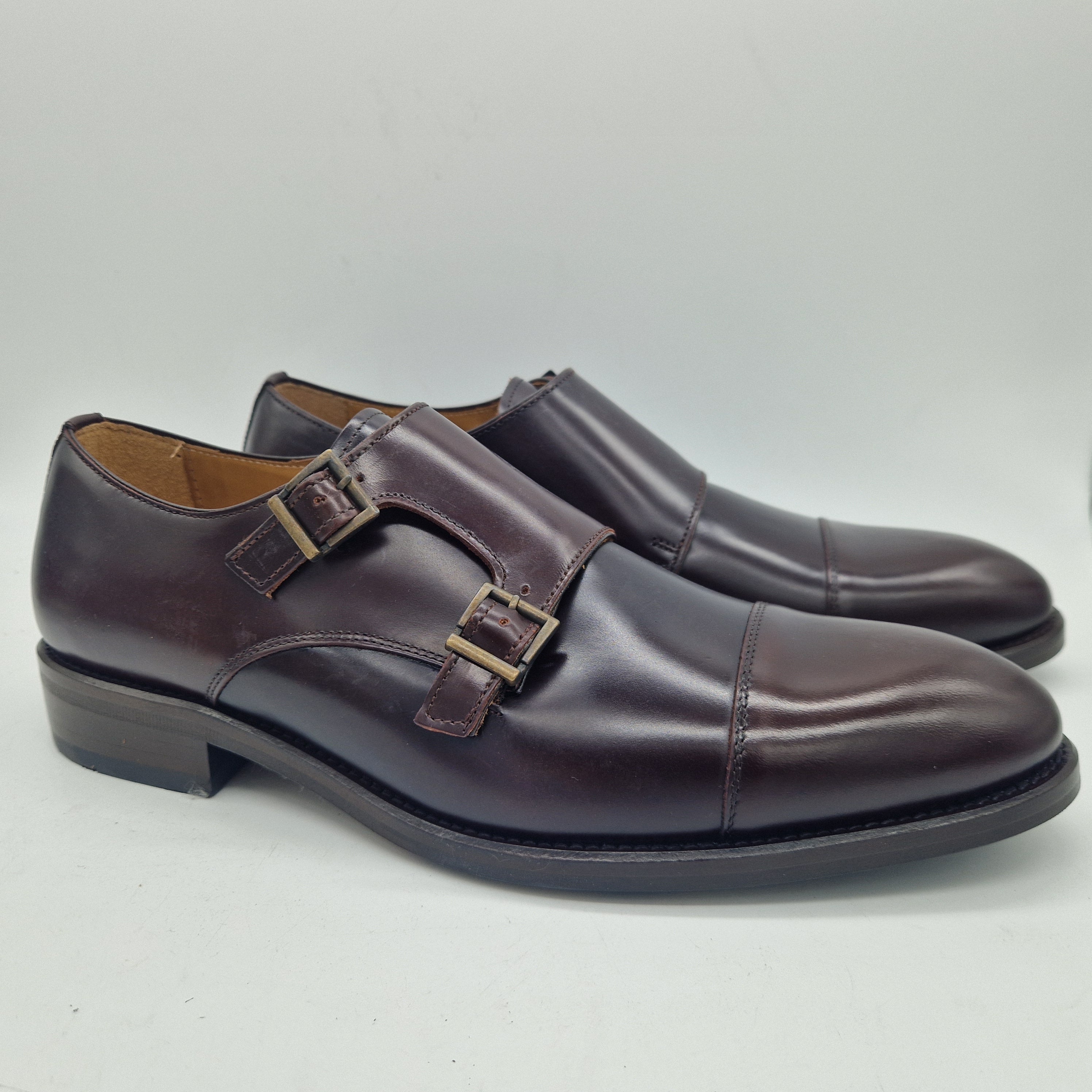 2 HEBILLAS EN PIEL MARRÓN - 74597