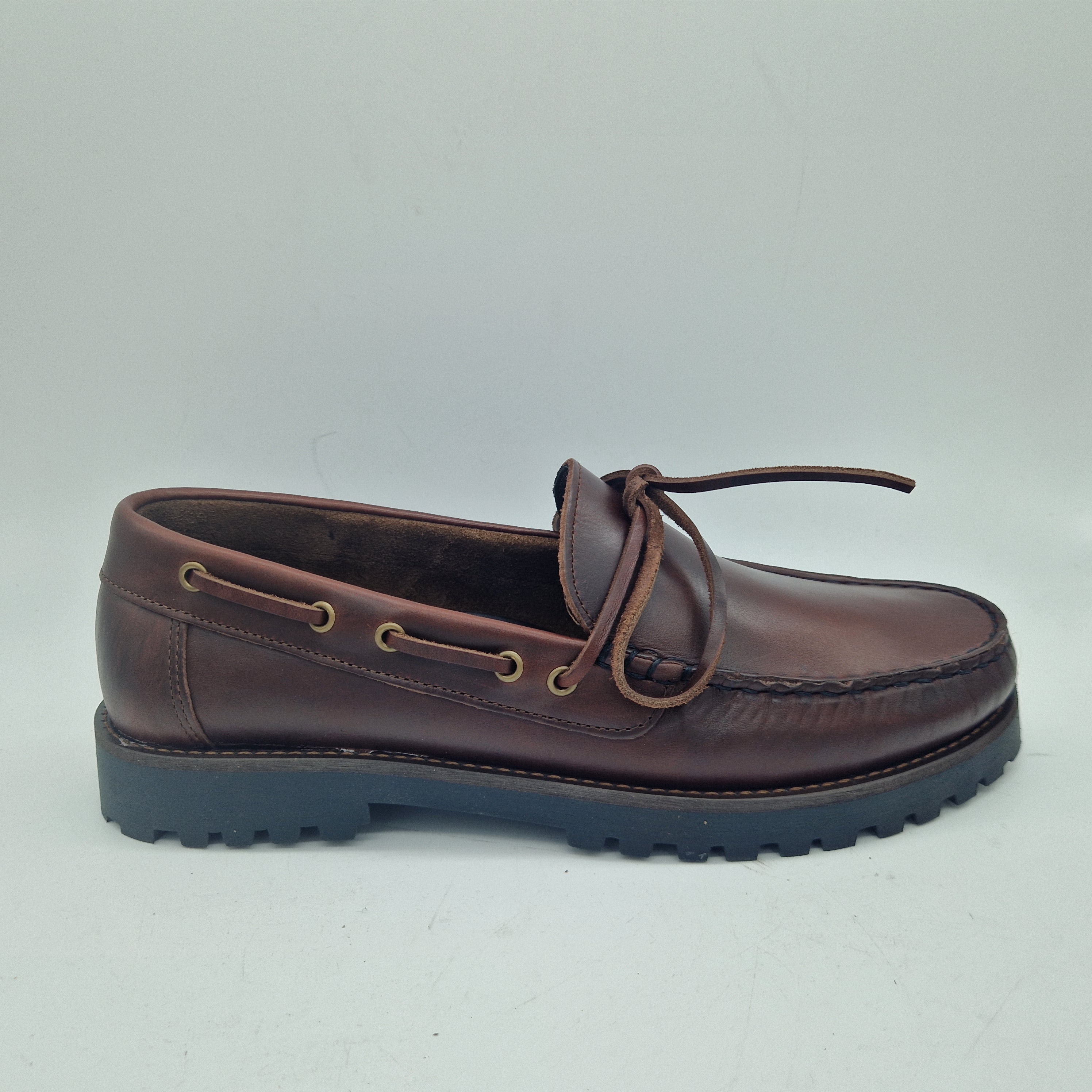 MOCASÍN DE LAZO EN PIEL BURDEOS - 75341