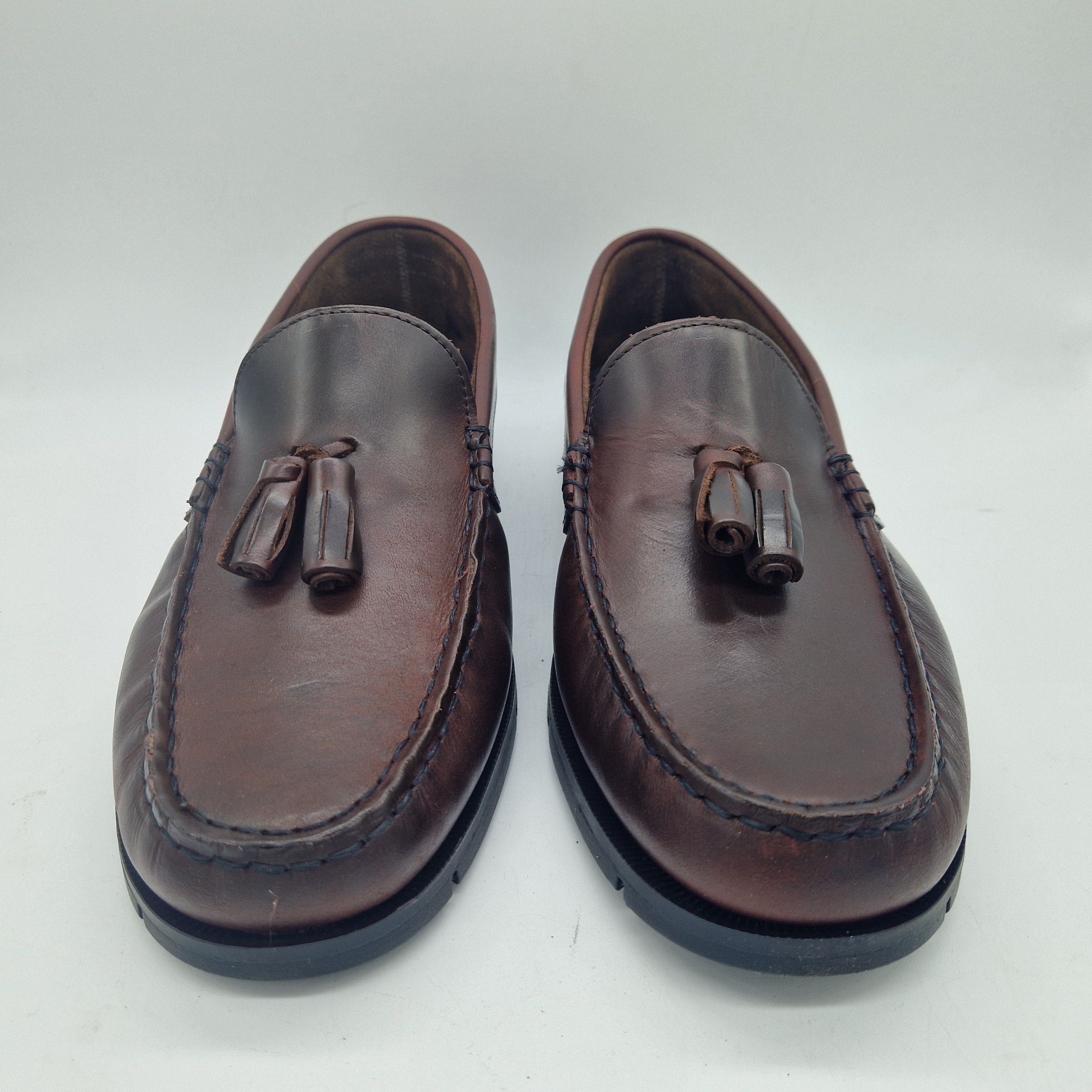 MOCASÍN DE BORLAS EN PIEL BURDEOS - 75342