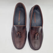 MOCASÍN DE BORLAS EN PIEL BURDEOS - 75342