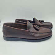 MOCASÍN DE BORLAS EN PIEL BURDEOS - 75342
