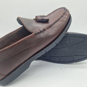 MOCASÍN DE BORLAS EN PIEL BURDEOS - 75342