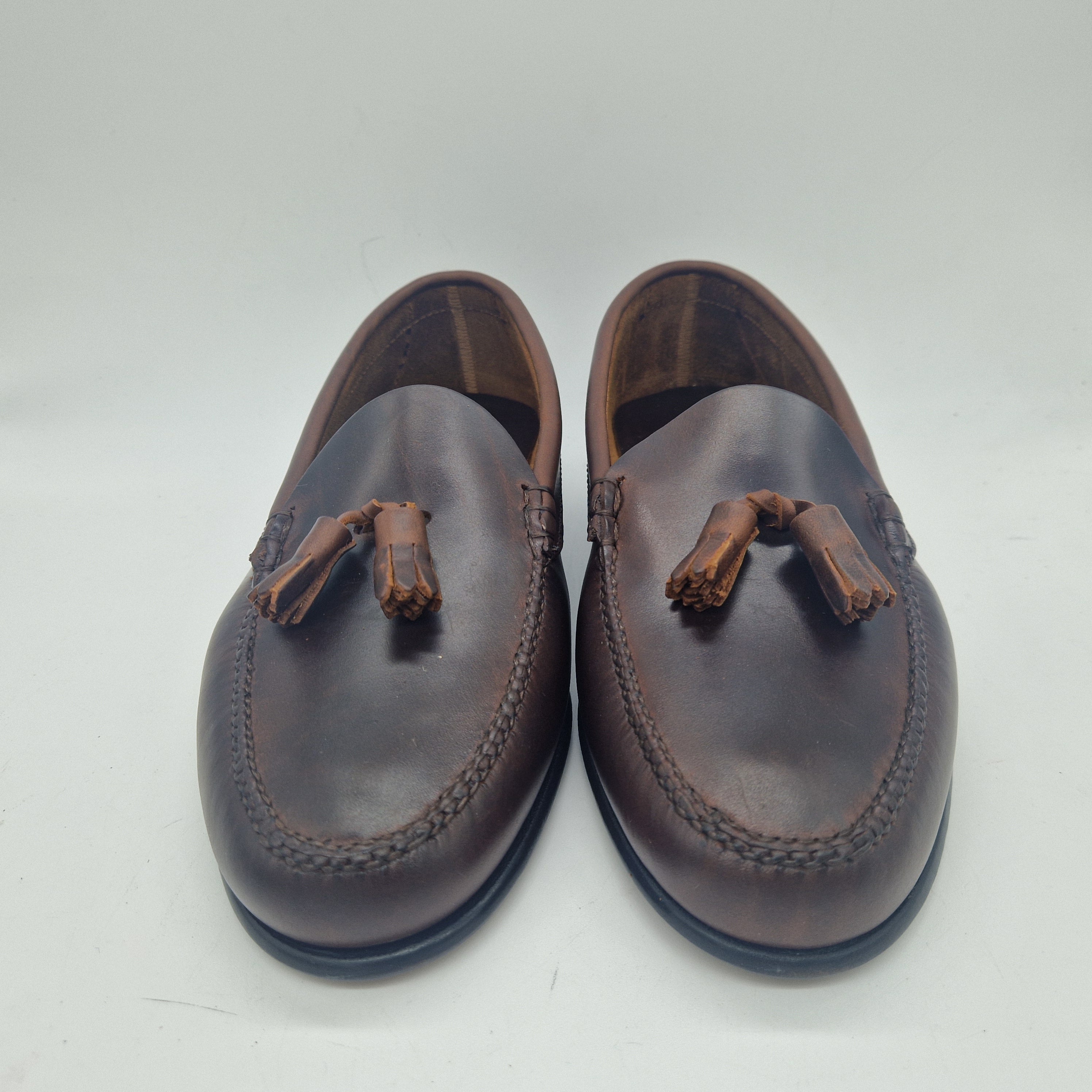 MOCASÍN BORLAS EN PIEL MARRÓN - 76000