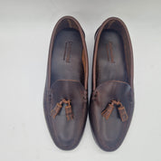 MOCASÍN BORLAS EN PIEL MARRÓN - 76000