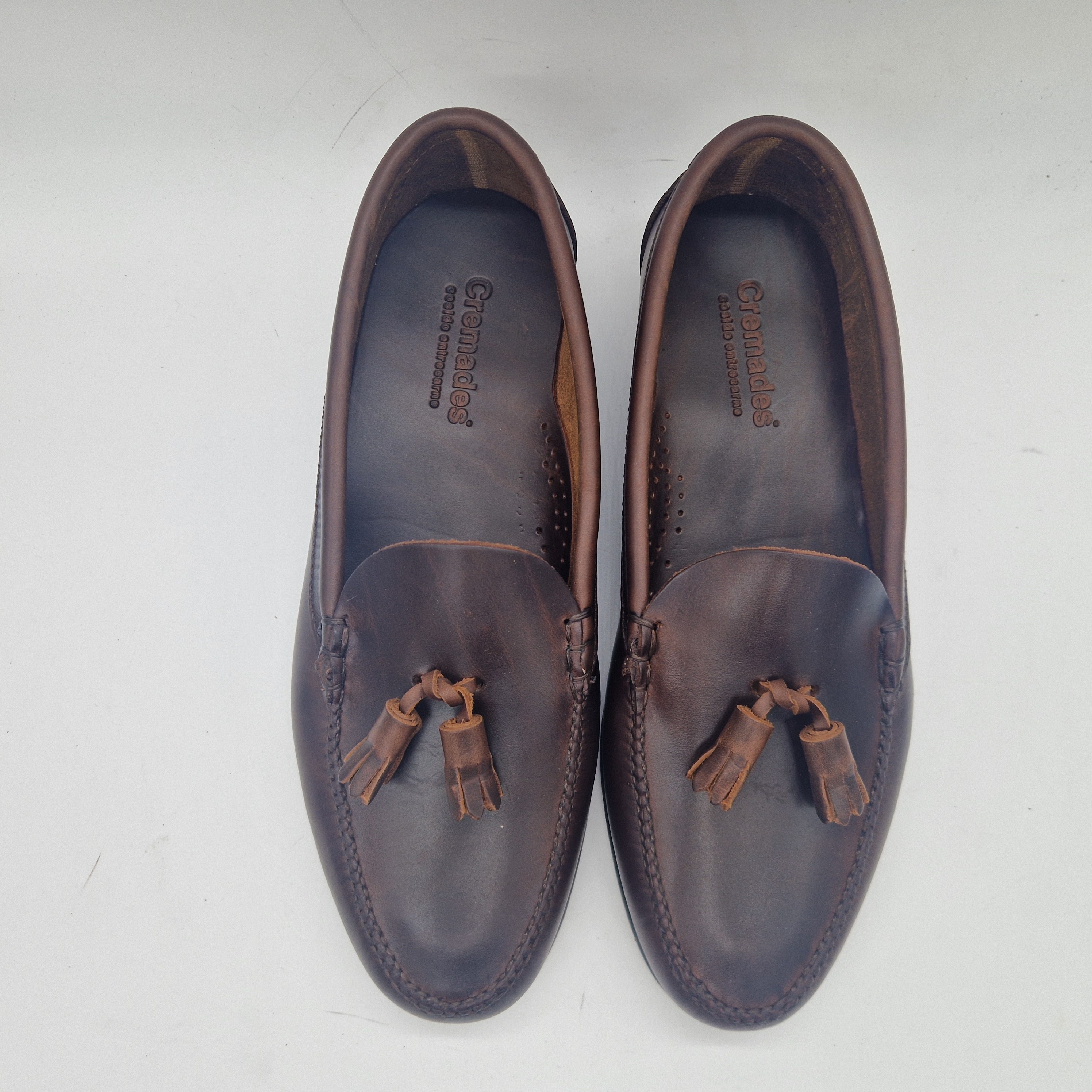 MOCASÍN BORLAS EN PIEL MARRÓN - 76000