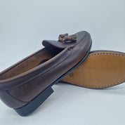 MOCASÍN BORLAS EN PIEL MARRÓN - 76000